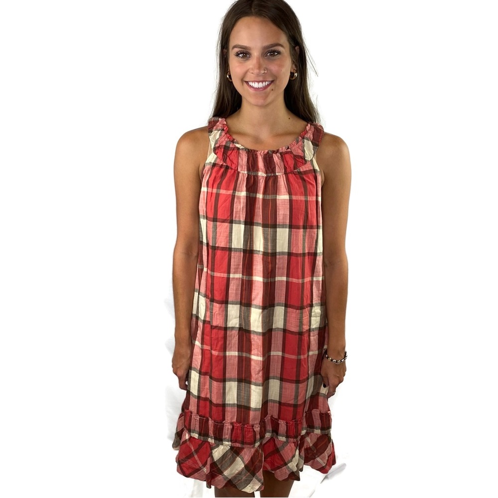 Talbots Red & Tan Plaid Sundress Fully Lined size4